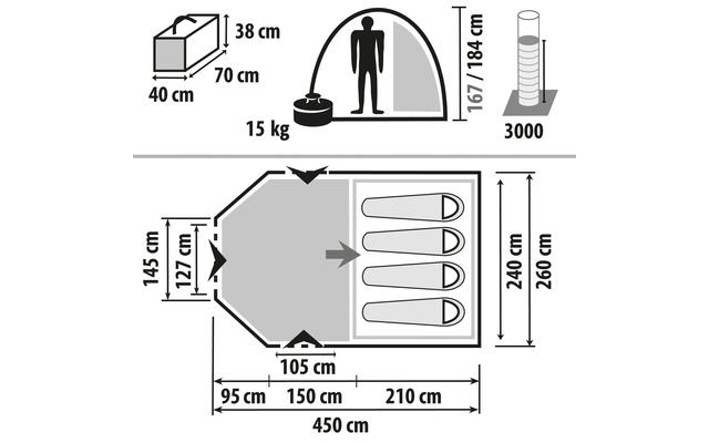 Berger Zelt Campo 4 Air Schwarze Schlafkabine 3 Berger Zelt Campo 4 Air Schwarze Schlafkabine